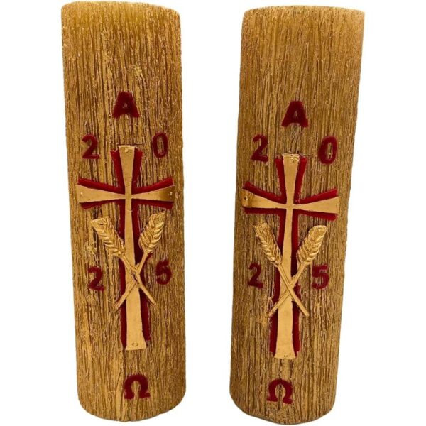 Set 2 Cirios Pascuales Madera Dorada